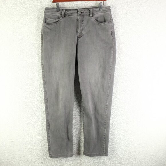 Eileen Fisher Jeans Womens 12 Gray High Rise Straight Leg Mom Stretch 28L - Picture 1 of 11